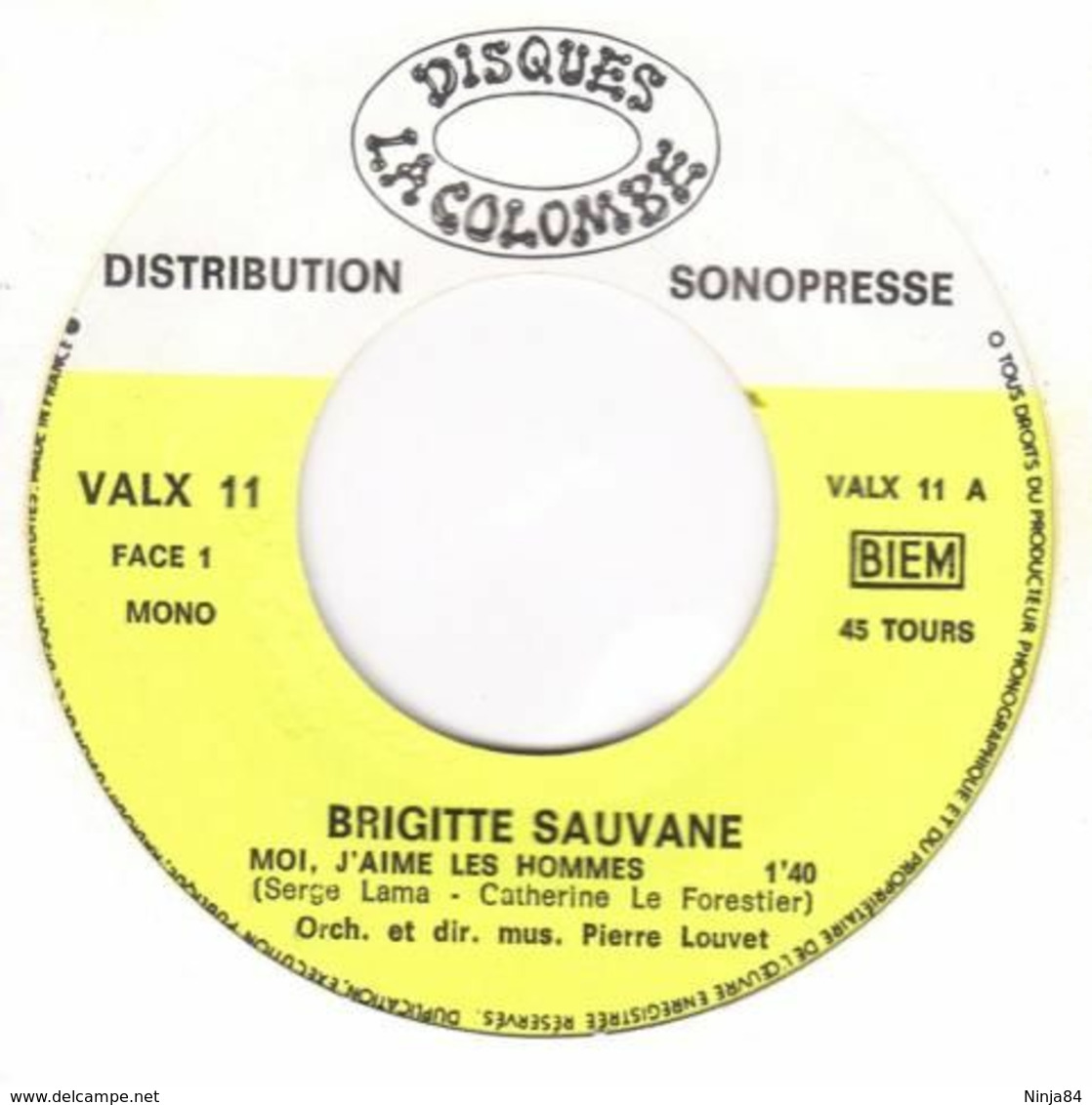 SP 45 RPM (7")  Brigitte Sauvane / Serge Lama  "  Moi J'aime Les Hommes  "  Promo - Verzameluitgaven