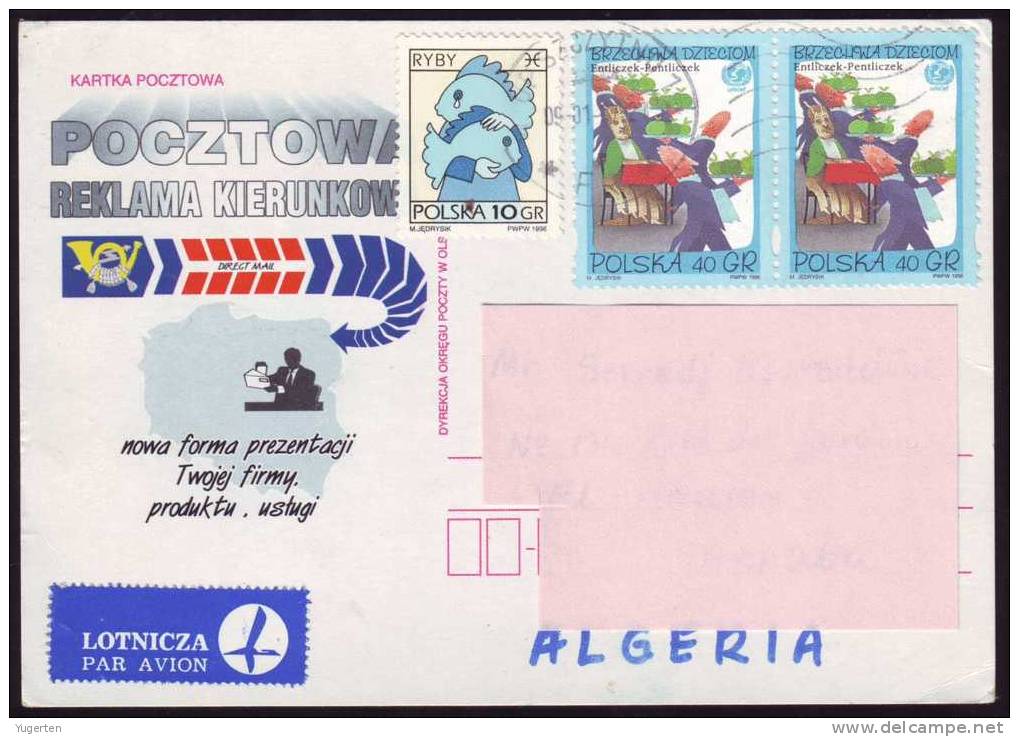 POLOGNE POLAND - Entier Postal -  UNICEF - Circulé / Travelled From Poland To Algeria - UNICEF