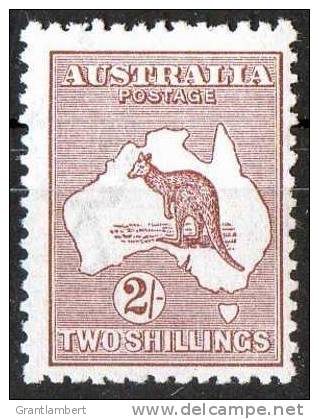 Australia 1923 Kangaroo 3rd Watermark (Narrow Crown) 2 Shillings Maroon MH  SG74 - Nuevos