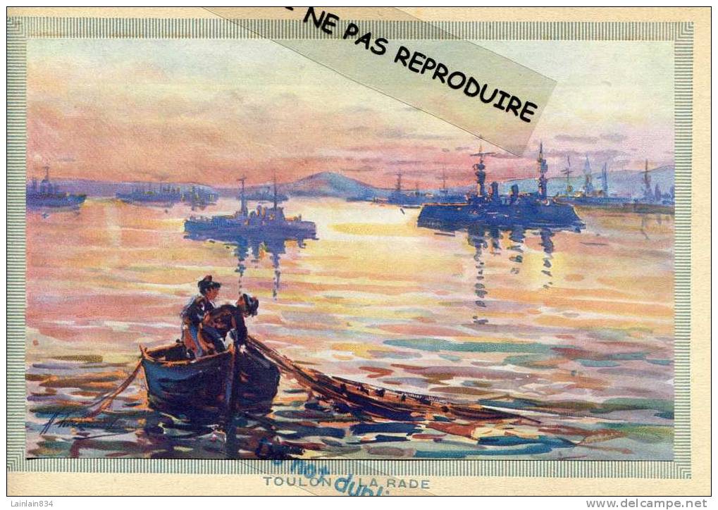 - TOULON - LA RADE - Plusieurs Bateaux De Guerre, Marins Avec Ponpon, D'après Tableau De ( ? ), Très Bon état. - Bateaux