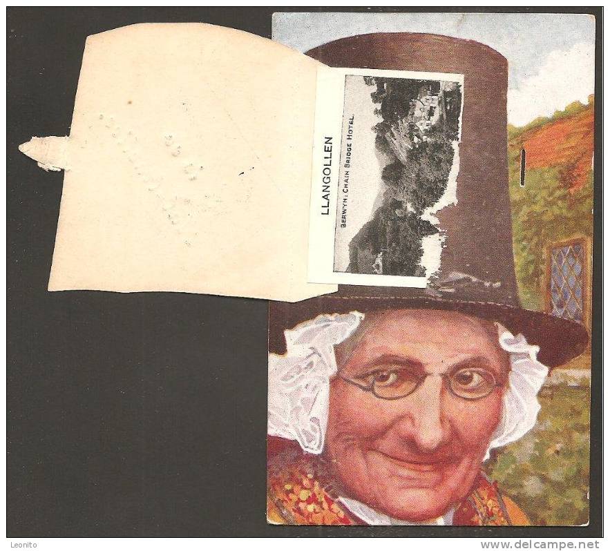 Llangollen Is So Hat=tracive Wales Walsh Woman Flap Novelty Card 1912 - Denbighshire