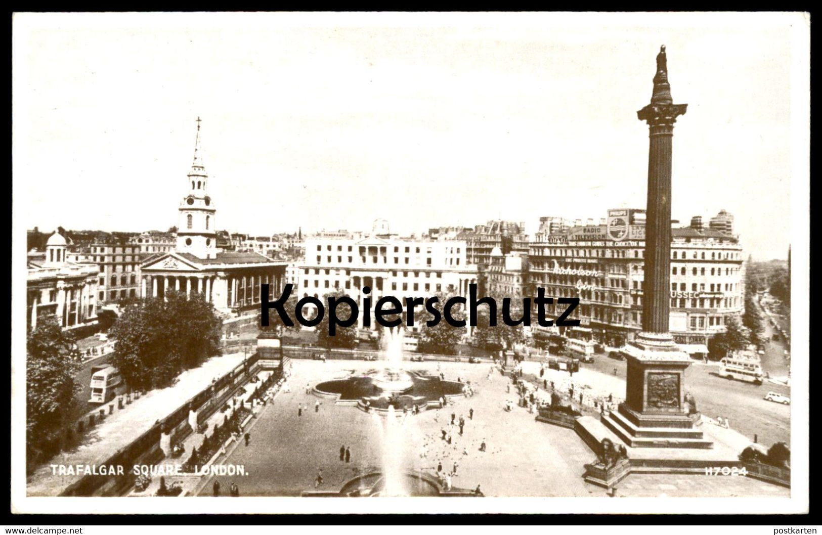 ALTE POSTKARTE LONDON TRAFALGAR SQUARE Nelson's Column 1956 Valentine's Postcard Carbotone Vatlentine & Sons Ltd. Cpa AK - Trafalgar Square