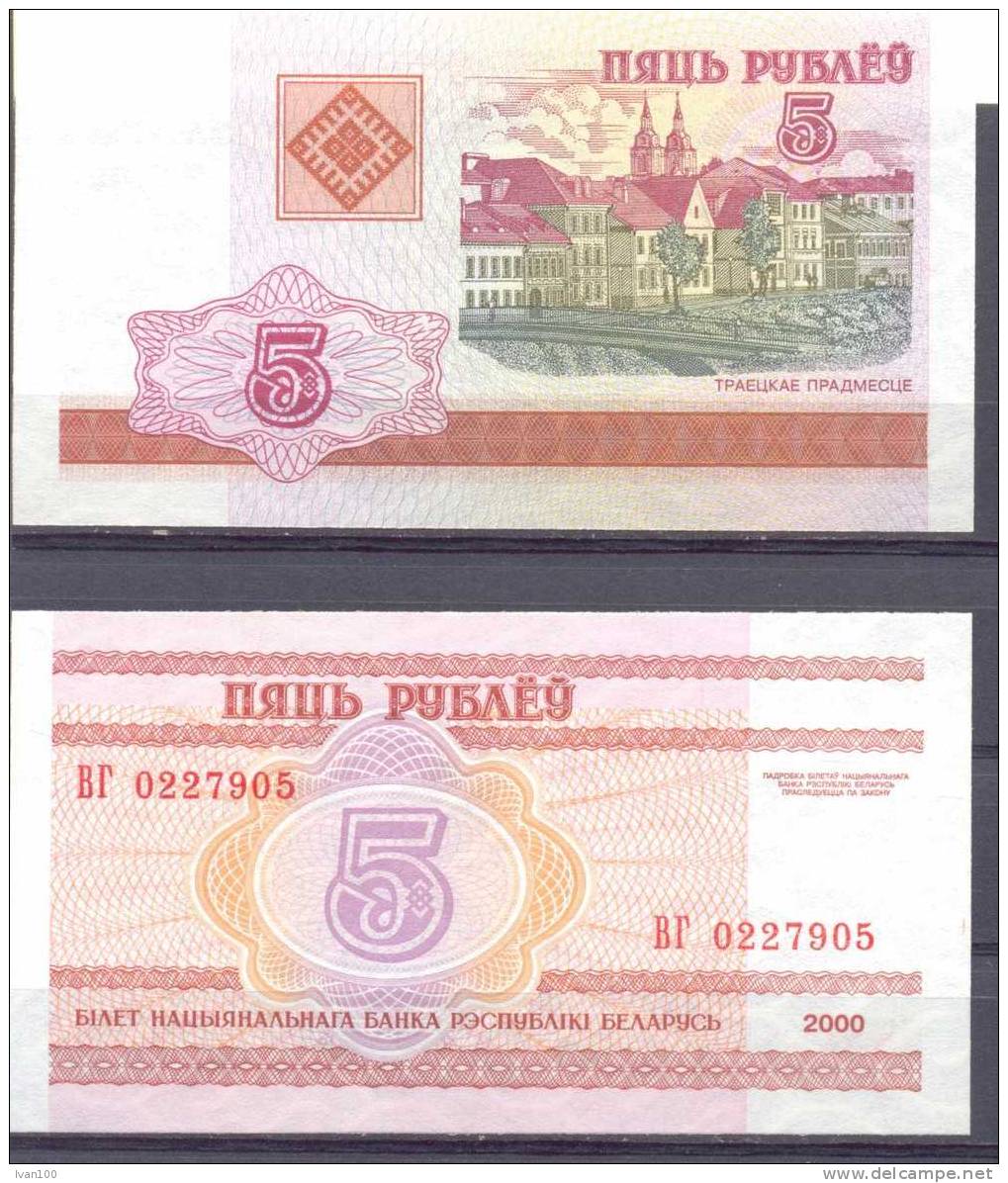 2000. 5 Rub, P-22,  UNC - Wit-Rusland