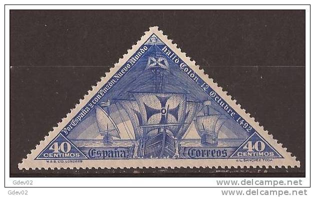 ES541-LA554. Spain Espagne DESCUBRIMIENTO DE AMERICA .Barcos.1930 (Ed 541*).leve Charnela MAGNIFICOS - Nuevos