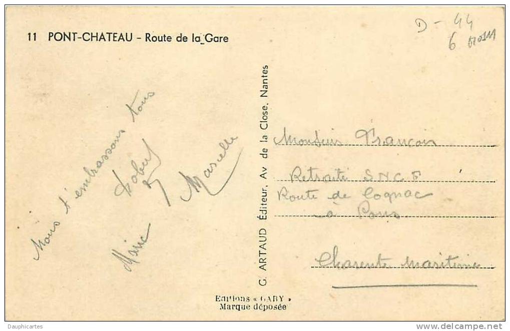 Pont Chateau : Café De La Gare, Route De La Gare. Pontchateau. 2 Scans. Edition Gaby Artaud - Pontchâteau