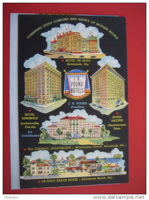 Chattanooga Tn-- Hotel Pattern  Multi View With Other States Listed  Linen   ---=========ref165 - Chattanooga