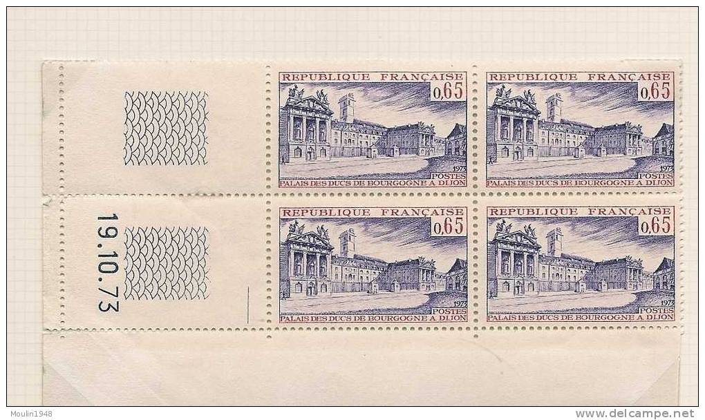 Bloc De 4  YT  1757 Dijon Palais Des Duc  Coin Daté  Du  19-10-73 - 1970-1979