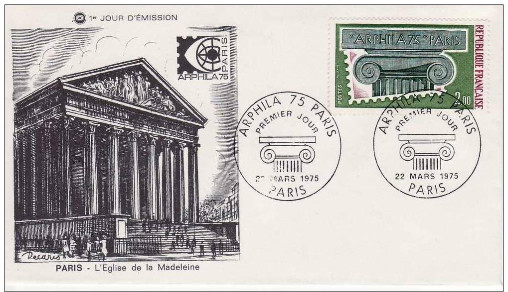 FDC   ARPHILA 75   Thème  L'architecture    1975 - 1970-1979