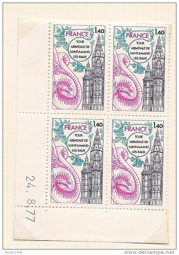 Bloc De 4  YT  1948  St Amand Les Eaux    Coin Daté  Du  24-8-77 - 1970-1979