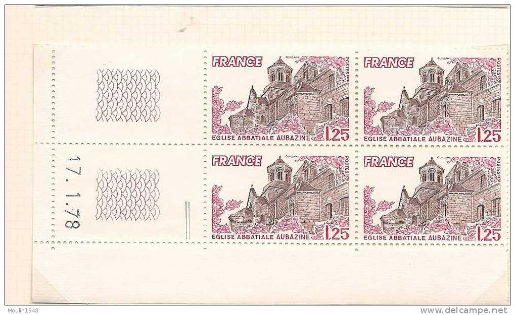 Bloc De 4  YT  2001  Abbatiale Aubazine      Coin Daté  Du  17-1-78 - 1970-1979