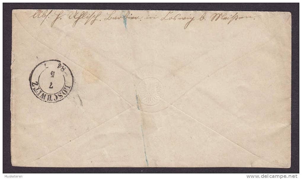 Deutsches Reich Postal Stationery Germania Ganzsache COSWIG Sachsen 1884 Cover LOSCHWITZ Arrival Cds. (2 Scans) - Enveloppes