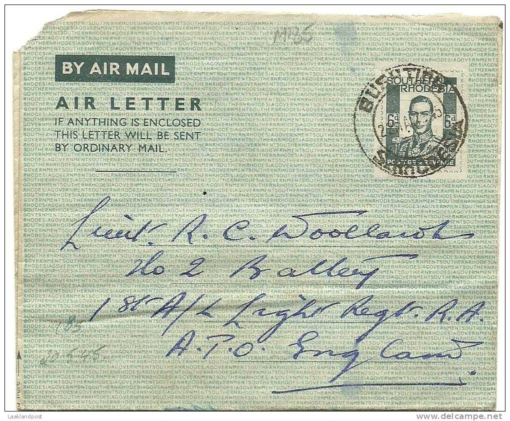 S.RHODESIA  AIR LETTER BUSHTICK, 22-5-1945 TO ENGLAND - Zuid-Rhodesië (...-1964)