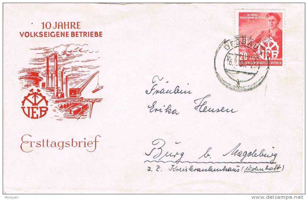 Carta DESSAU (Alemania Democratica) DDR 1950 - Storia Postale