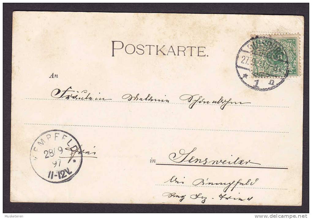 Germany GRUSS AusDuisburg Wasserturm Auf Dem Kaiserberg Deluxe DUISBURG 1897 Postkarte To Kempfeld - Duisburg