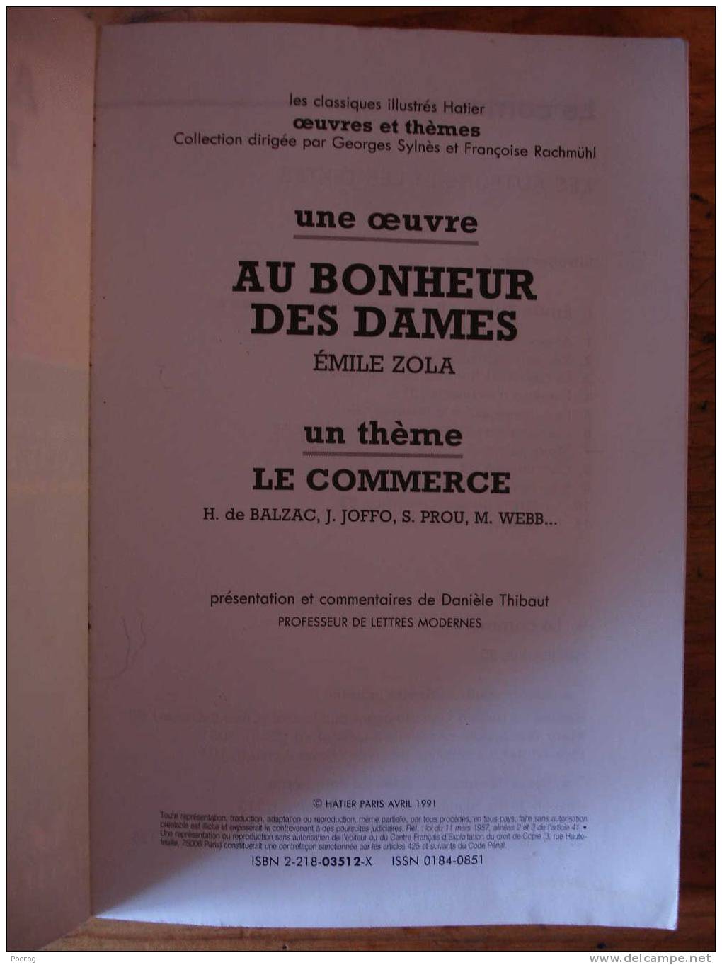 AU BONHEUR DES DAMES - EMILE ZOLA - UNE OEUVRE UN THEME : LE COMMERCE - CLASSIQUES HATIER - 1999 - Lesekarten