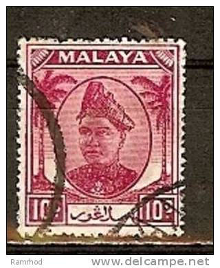 SELANGOR 1949 Sultan Hisamud-din Alam Shah -10c.   - Purple   FU - Selangor