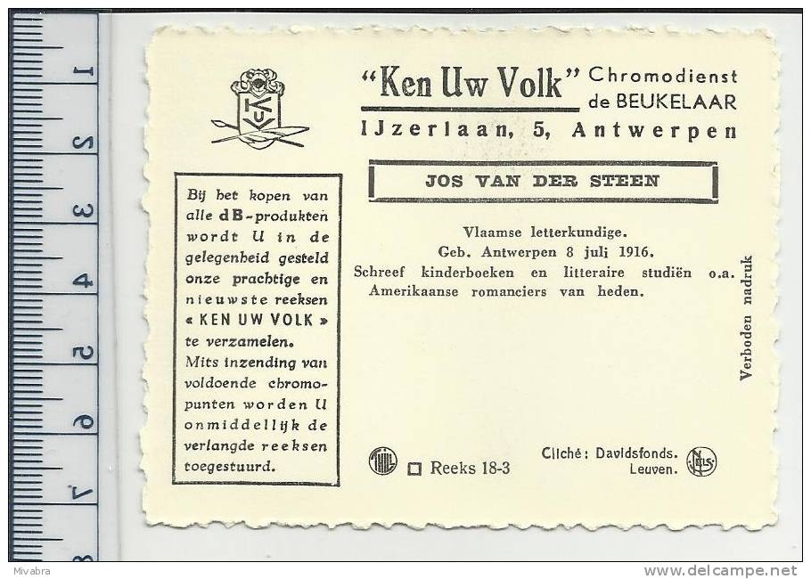 ANTWERPEN 1916 - JOS VAN DER STEEN  - AUTEUR - SCHRIJVER KINDERBOEKEN -  CHROMO DE BEUKELAAR - De Beukelaer