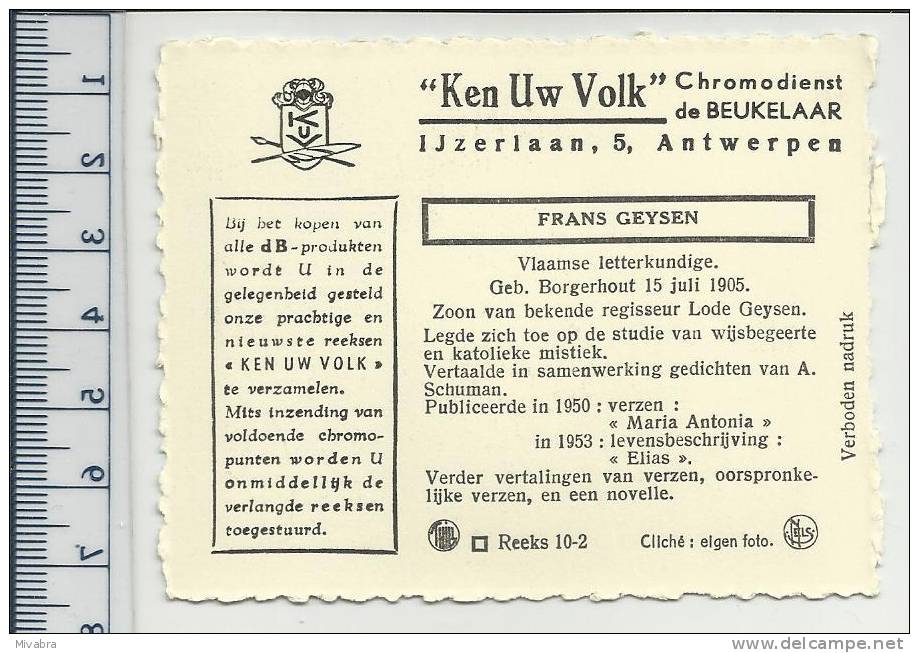 BORGERHOUT 1905 - FRANS GEYSEN - LETTERKUNDIGE  - CHROMO DE BEUKELAAR - De Beukelaer