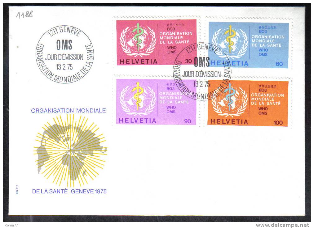 VER1188 - SVIZZERA 1975 , Servizio Serie N. 446/449  Su FDC . OMS - Service