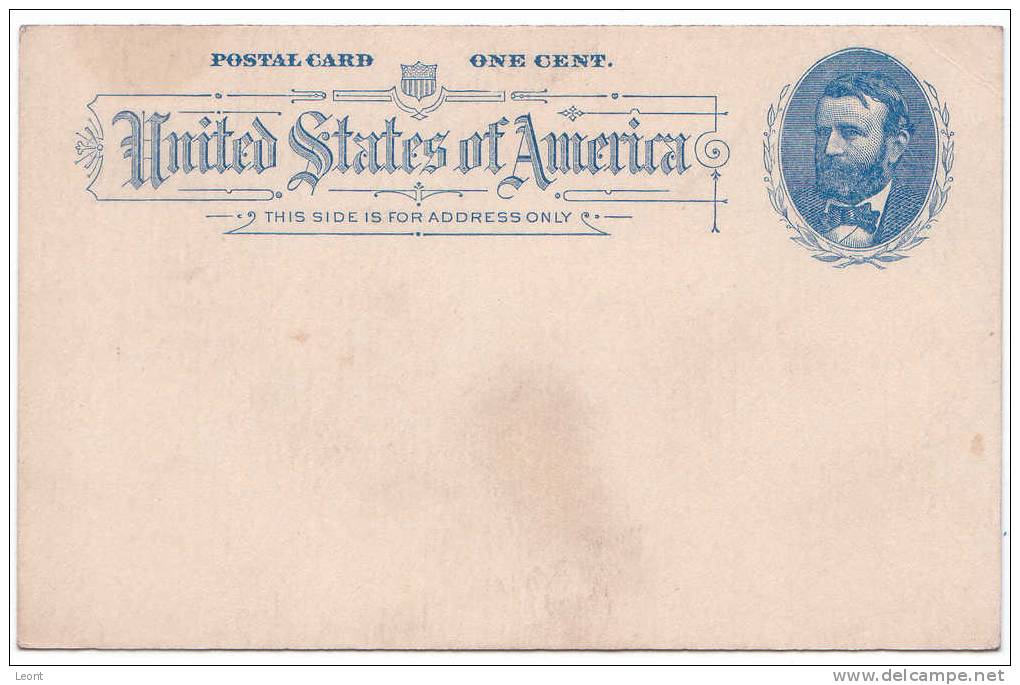 Postal Card One Cent - Ulysses S. Grant - 1890s - Unused - Presidentes