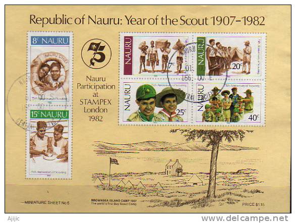 Ile Nauru. 75 Ans Du Scoutisme. 1 Bloc-feuillet  Oblitéré  BF # 5. - Used Stamps