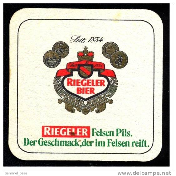 Bierdeckel  Riegeler Bier , Peterstaler Wasser -  Felsen Pils , Der Geschmack, Der Im Fels Reift - Sous-bocks