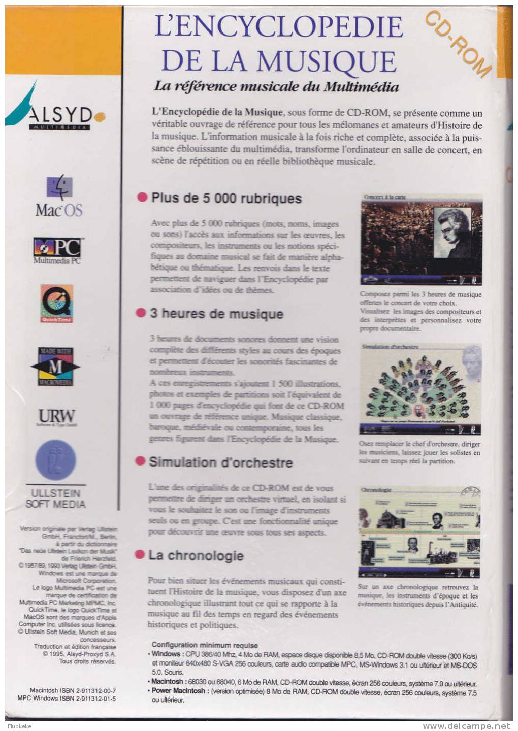 L´Encyclopédie De La Musique Cd-Rom ALSYD 1995 Ullstein Soft Media Windows MPC - Enzyklopädien