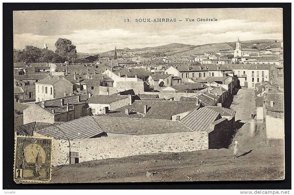 CPA  ANCIENNE- ALGÉRIE- SOUK-AHRRAS EN GROS PLAN- VUE GENERALE DE LA VILLE- 1909 - Souk Ahras