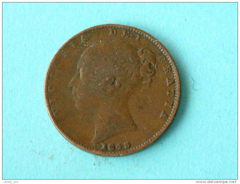 1843 / KM 725 ( For Grade, Please See Photo ) ! - B. 1 Farthing