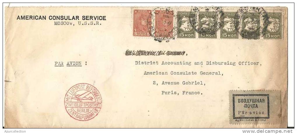 LETTRE PAR AVION DU CONSULAT AMERICAIN - Used Stamps