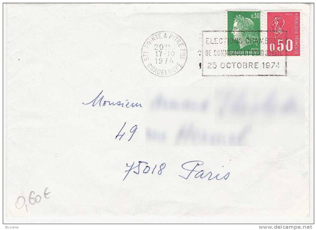 G276 - Guadeloupe - Lettre De Pointe-à-Pitre En 1974 - Lettres & Documents