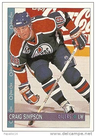 Carte / Card / Karte Hockey - Craig Simpson - Left Wing / Ailier Gauche - Oilers (1992 - O-Pee-Chee N° 225) - 1990-1999