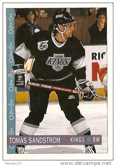 Carte / Card / Karte Hockey - Tomas Sandstrom- Right Wing / Ailier Gauche - Los Angeles Kings (1992 - O-Pee-Chee N° 91) - 1990-1999