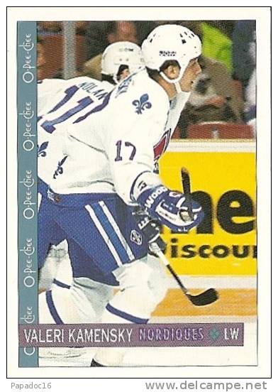 Carte / Card / Karte Hockey - Valeri Kamensky - Left Wing / Ailier Droit - Nordiques (1992 - O-Pee-Chee N° 266) - 1990-1999