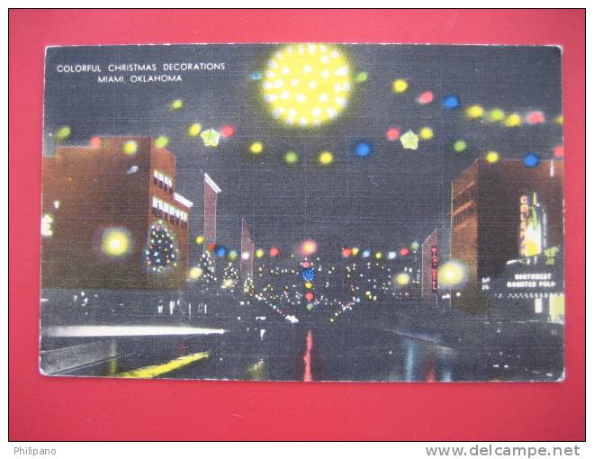 Miami Ok- Colorful Christmas Decorations Nite View   Linen---======ref 167 - Altri & Non Classificati