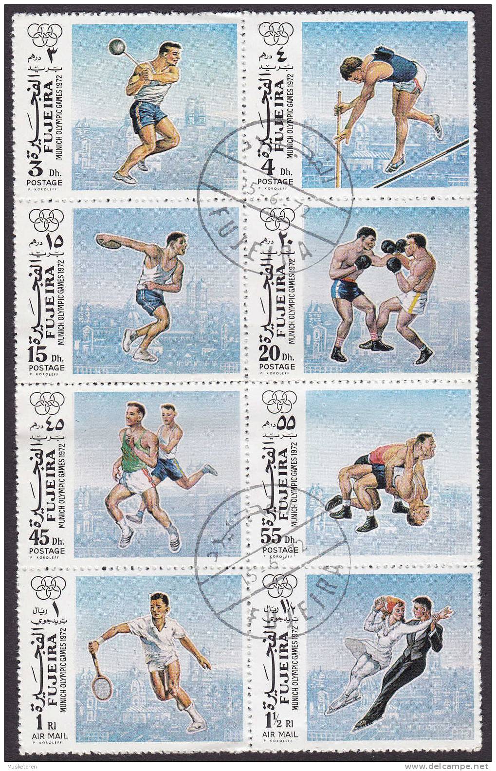 Fujeira 1972 Mi. 1104-05, 1108-09, 1112-13, 1116-17 Olympic Games Olympische Sommerspiele München 8-Block !! - Fujeira