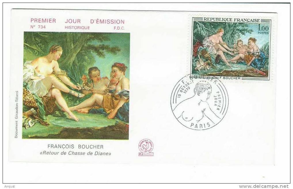 FDC France 1970 Y&Tellier 1652 Le Printemps, Oeuvre De F.Boucher - 1970-1979