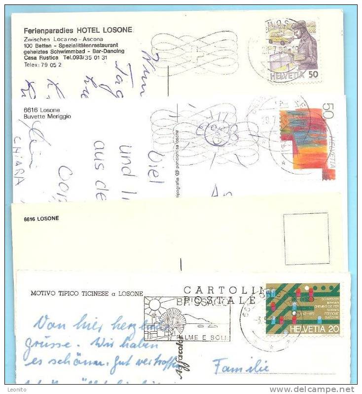 Losone Tessin Ticino 4 Ansichtskarten Ab 1972 - Losone