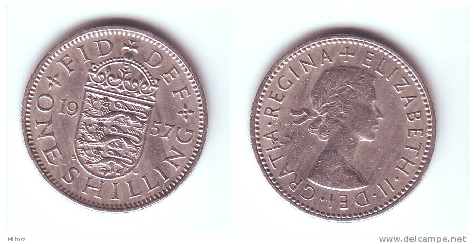 Great Britain 1 Shilling 1957 (English Shield) - I. 1 Shilling