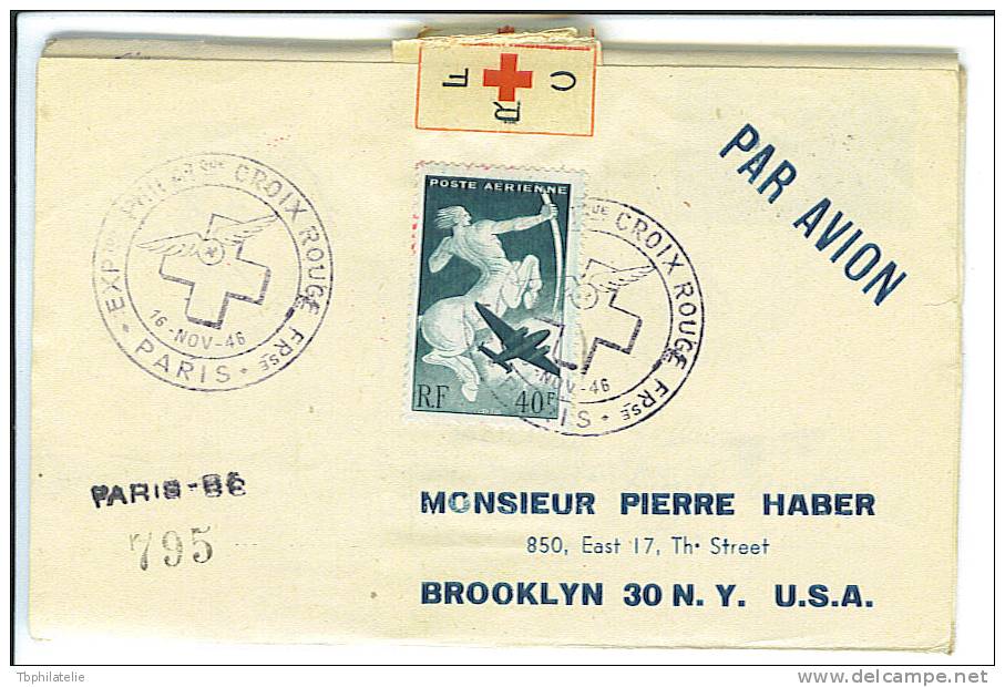 BELLE LETTRE CRF A 5 PANS,ENVOYEE DE FRANCE AUX USA-EN BELGIQUE-A PARIS, 1946-47,RECOMMANDE+CACHETS - Croix Rouge