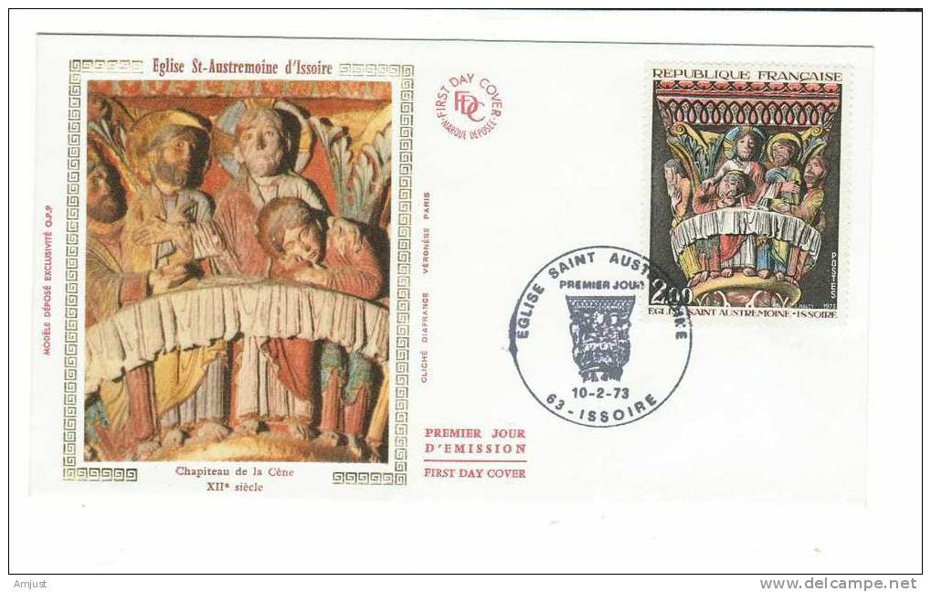 FDC France 1973 Y&Tellier 1741 Eglise Saint-Austremoine - 1970-1979