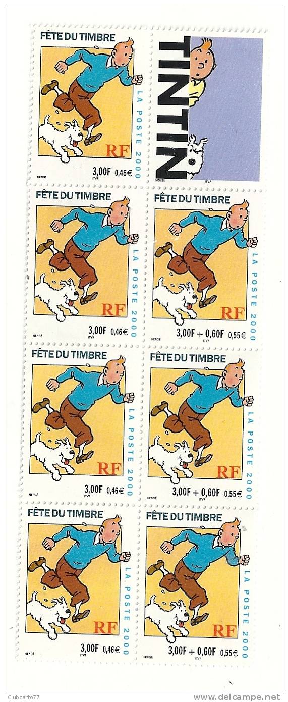 Hergé (Illustrateur) : Bloc De 7  Timbres TINTIN La Poste 2000 + Timbre Sans Valeurs De Présentation (animée). - Hergé