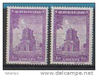 1942SRB SERBIEN DEUTSCHE BESETZUNG SERBIA SRBIJA MONASTERI RRR Two Colors - White Glue - Glue Brown NEVER HINGED - Besetzungen 1938-45