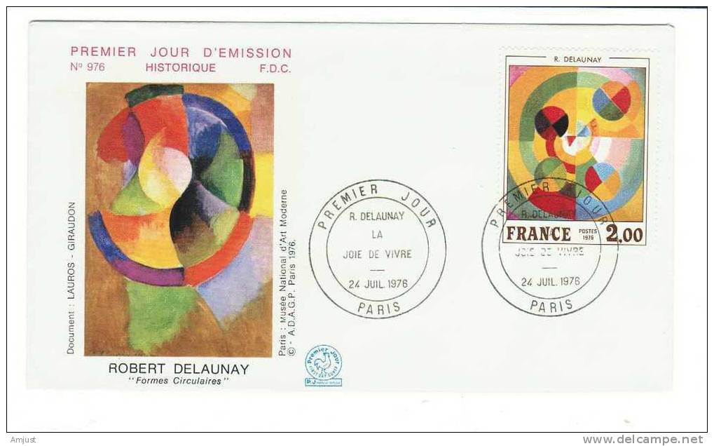 FDC France 1976 Y&Tellier 1869  Tableau De Robert Delaunay - 1970-1979
