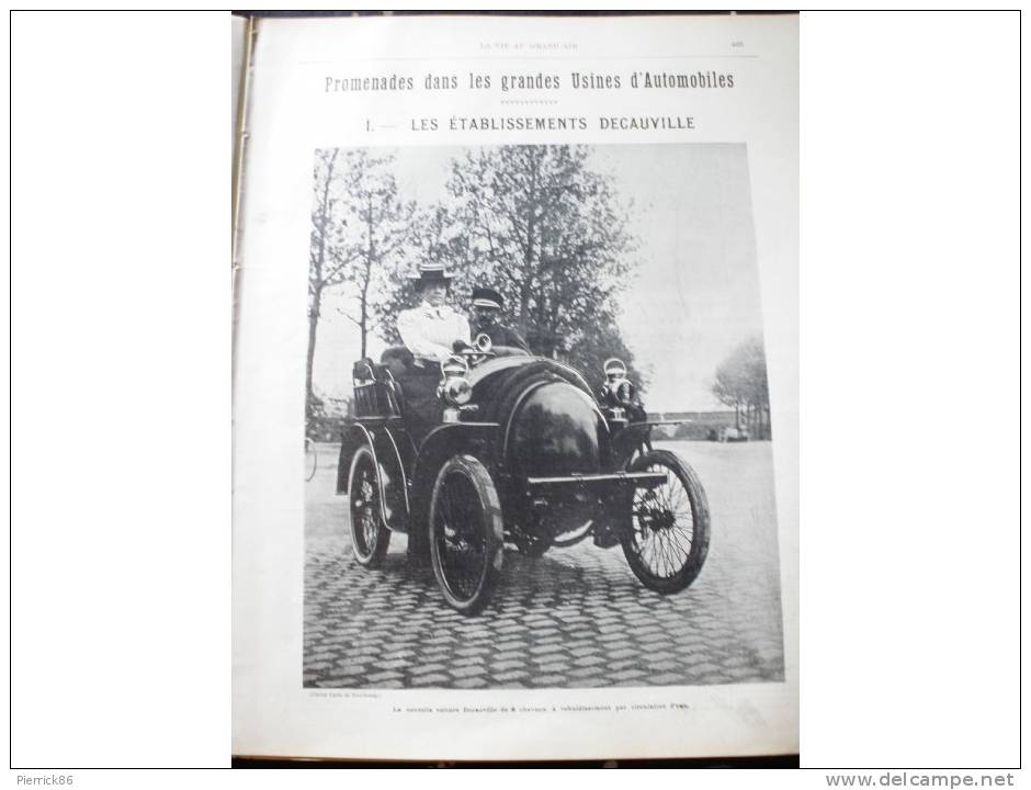 1900 AUTOMOBILE LES ETABLISSEMENTS DECAUVILLE CONCOURS HIPPIQUE DE PARIS ET DE LYON Paru Dans LA VIE AU GRAND AIR N° 88 - Autres & Non Classés