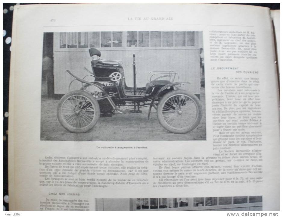 1900 AUTOMOBILE LES ETABLISSEMENTS DECAUVILLE CONCOURS HIPPIQUE DE PARIS ET DE LYON Paru dans LA VIE AU GRAND AIR N° 88