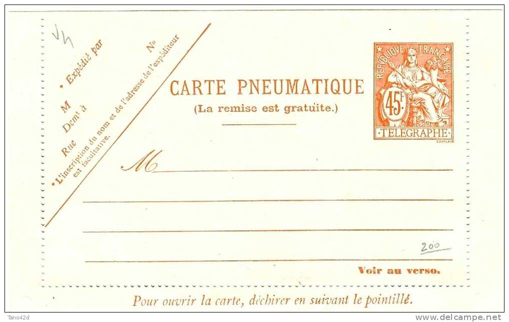 REF LTR7 - PNEUMATIQUES TYPE CHAPLAIN - CARTE LETTRE 45fr  NEUVE - Pneumatiques