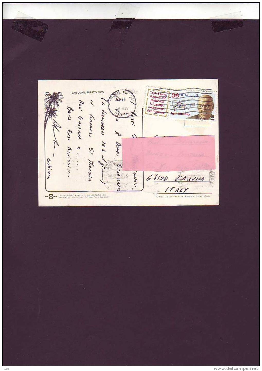 STATI UNITI 1991 - Cartolina Per L'Italia - Puerto Rico - Storia Postale