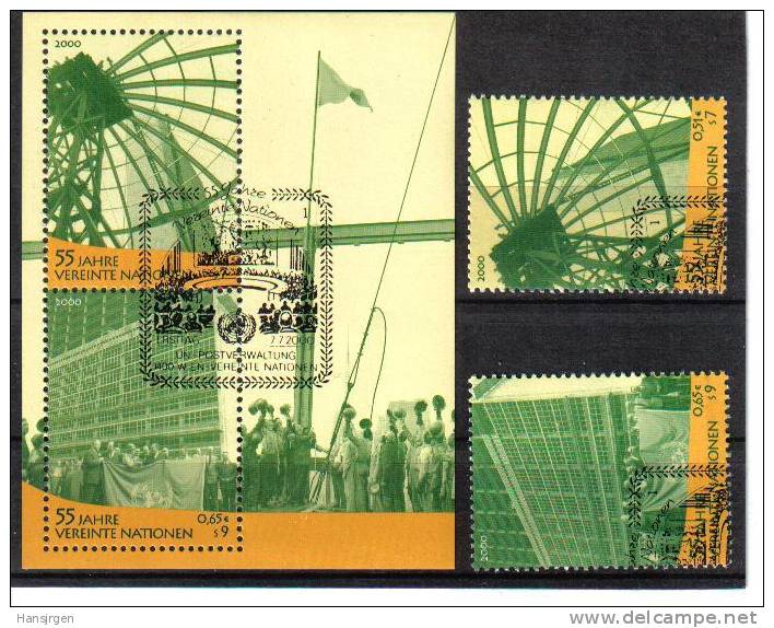 HJ526  VEREINTE NATIONEN UNO WIEN 2000 MICHL NR. 309/10 + BLOCK 12 GESTEMPELT - Used Stamps