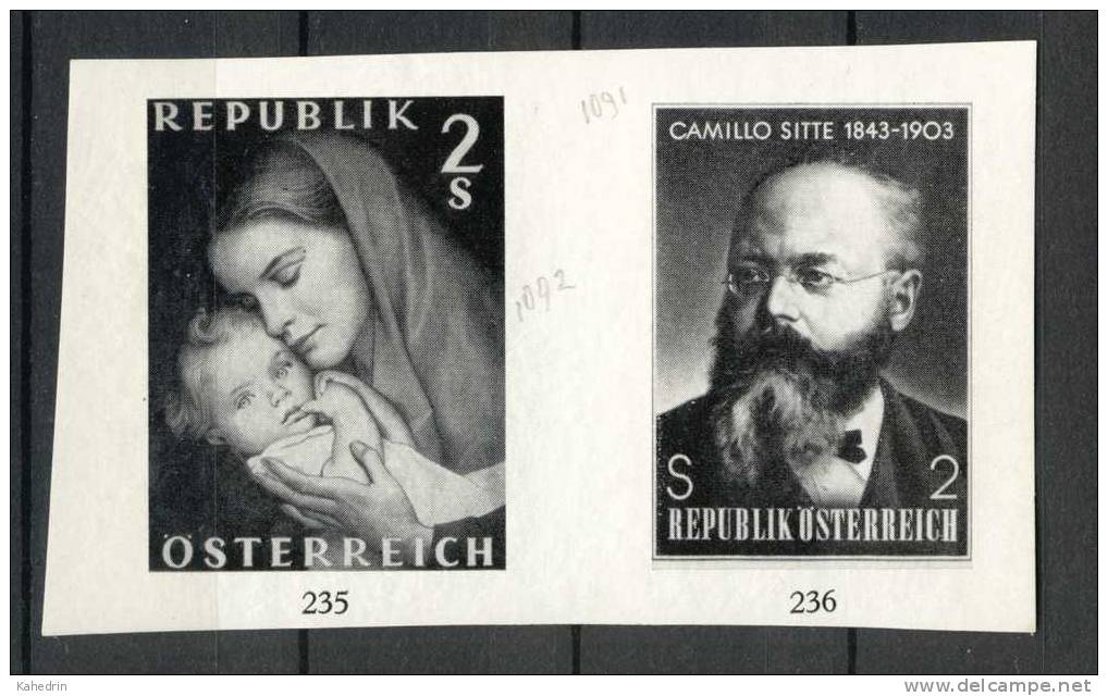 Österreich / Austria 1968, Schwarzdruck / Blackprint / Proof, Mi. # 1258 + 1260 **, MNH - Proeven & Herdruk